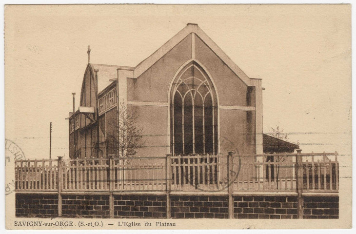 SAVIGNY-SUR-ORGE. - L'église du plateau [Editeur Thuillier, 2 timbres à 20 centimes]. 