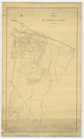 Plan d'aménagement et d'extension de la Ville de RIS-ORANGIS, [s.l.n.d.]. Ech. 1/5 000. N et B. Dim. 1,26 x 0,75. [mauvais état]. 