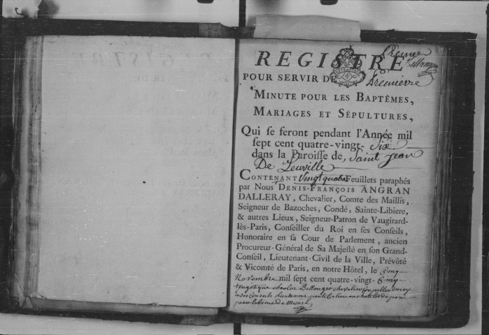 LEUVILLE-SUR-ORGE. - Registres paroissiaux et d'état-civil : baptêmes, mariages, sépultures (1786-an XII ou 1803-1804) 