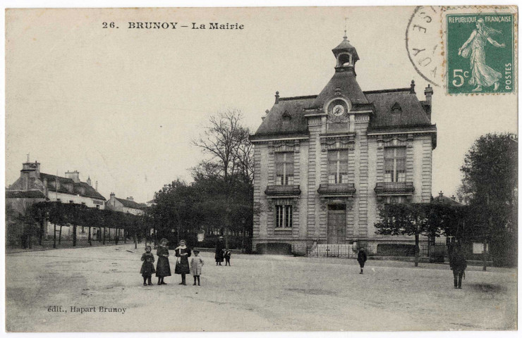 BRUNOY. - La mairie, Hapart, 1913, 5 c, ad. 