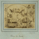 MARCOUSSIS.- Cour de ferme, 1876, N et B. Dim. 12 x 15 cm. [reproduction d'une enluminure]. 