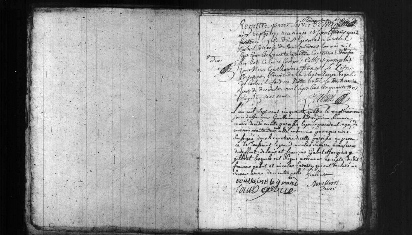 SAINT-GERMAIN-LES-CORBEIL. Paroisse Saint-Germain : Baptêmes, mariages, sépultures : registre paroissial (1742-1754). 