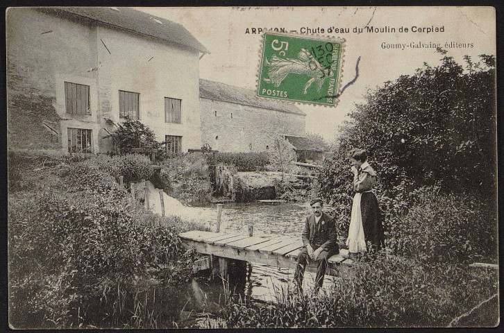 Arpajon.- Chute d'eau du moulin de Cerpied (30 décembre 1907). 