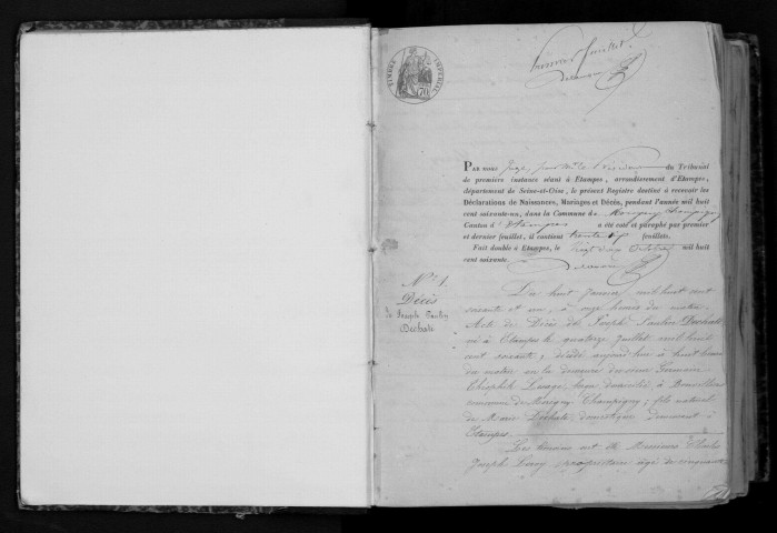 SAINT-GERMAIN-LES-ETAMPES (MORIGNY-CHAMPIGNY). Naissances, mariages, décès : registre d'état civil (1861-1875). 