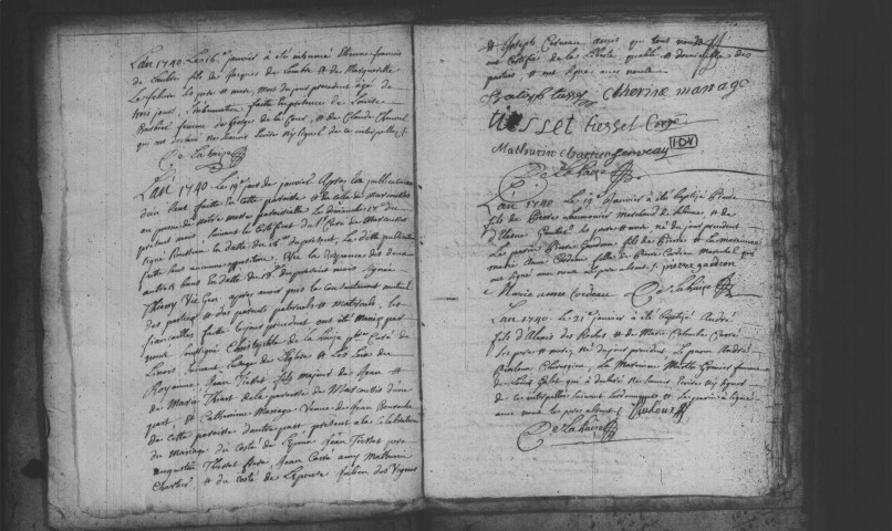 LINAS. Paroisse Saint-Etienne : Baptêmes, mariages, sépultures : registre paroissial (1740-1750). 