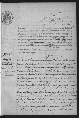 CHILLY-MAZARIN.- Naissances, mariages, décès : registre d'état civil (1897-1904). 