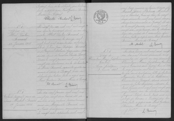 PUSSAY. - Décès : registre d'état civil.