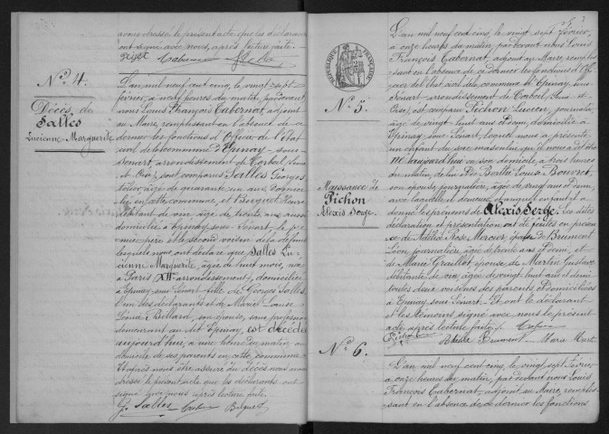 EPINAY-SOUS-SENART.- Naissances, mariages, décès : registre d'état civil. 