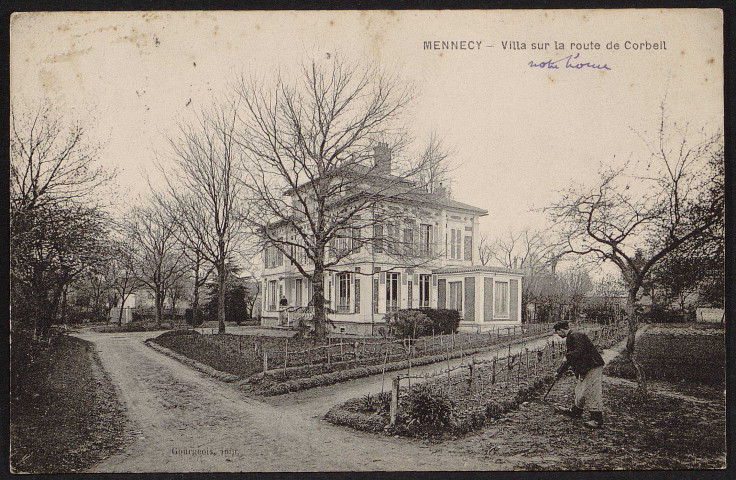 MENNECY.- Villa sur la route de Corbeil (14 août 1910).