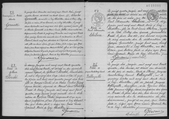 VIRY-CHATILLON. - Décès : registre d'état civil.