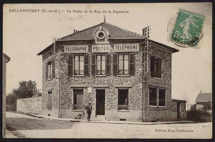 Ballancourt-sur-Essonne.- La poste et la rue de la papeterie (16 avril 1914). 