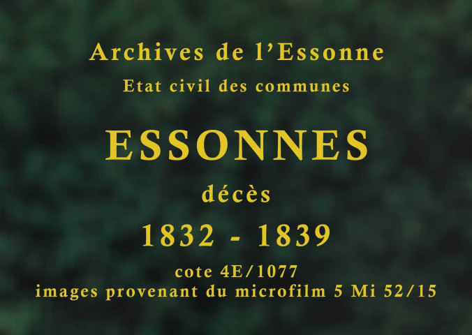 ESSONNES. Décès : registre d'état civil. 