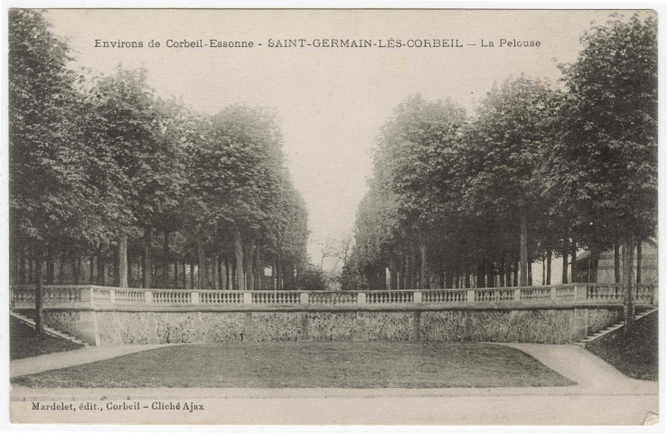 SAINT-GERMAIN-LES-CORBEIL. - Environs de Corbeil-Essonnes. La pelouse et terrasse face à l'entrée du château [Editeur Mardelet]. 