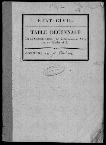 SAINT-CHERON. Tables décennales (1802-1902). 