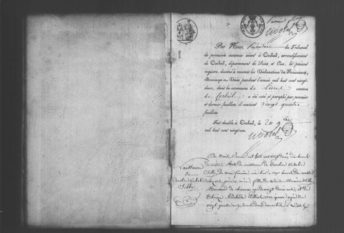 LISSES. Naissances, mariages, décès : registre d'état civil (1822-1833). 