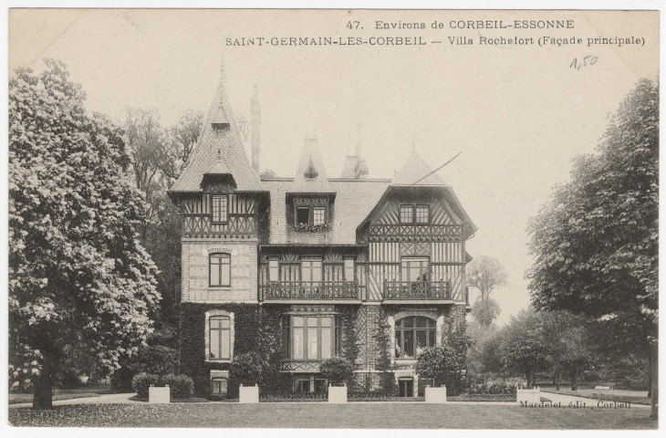 SAINT-GERMAIN-LES-CORBEIL. - Environs de Corbeil-Essonnes. Villa Rochefort (façade principale) [Editeur Mardelet]. 