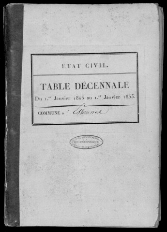ESSONNES. Tables décennales (1843-1872). 