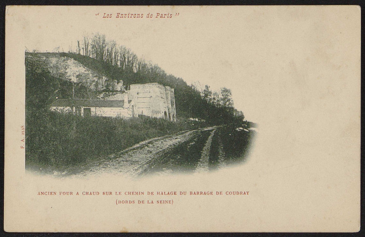 Coudray-Montceaux (le).- Ancien four à chaux sur le chemin de halage du barrage de Coudray (bords de la Seine) [1903]. 