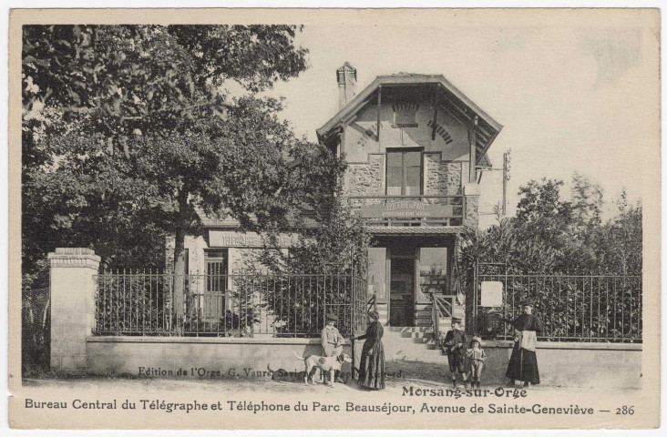 MORSANG-SUR-ORGE. - Parc Beauséjour. Bureau central du télégraphe et téléphone, avenue de Sainte-Geneviève [Editeur Vaurs]. 