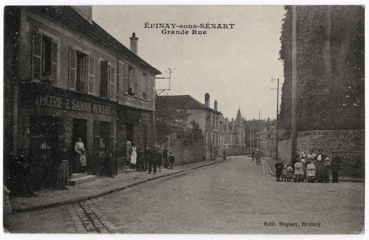 EPINAY-SOUS-SENART. - Grande rue. Hapart (1917), 2 lignes, ad. 