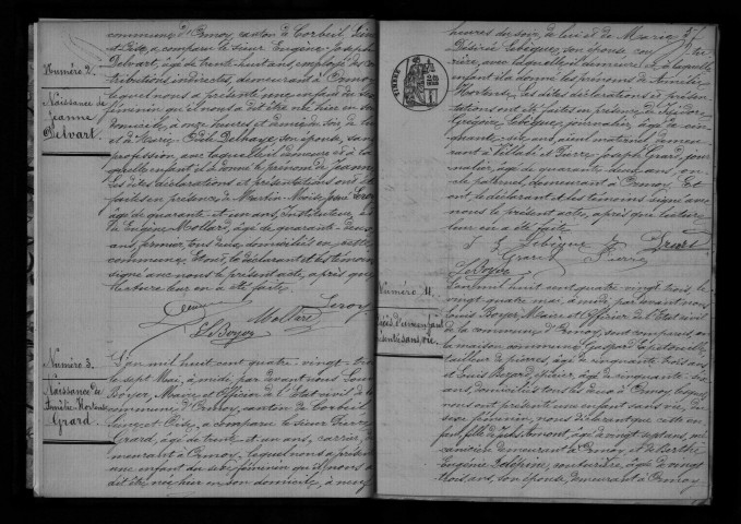ORMOY. Naissances, mariages, décès : registre d'état civil (1883-1896). 