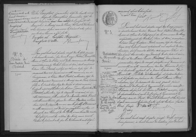 MASSY. Naissances, mariages, décès : registre d'état civil (1890-1896). 