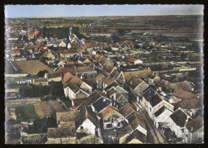 LEUVILLE-SUR-ORGE. - En avion au-dessus du bourg. Vue générale. Edition Lapie, St-Maur, colorisée. 