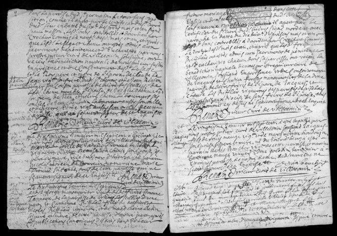 VILLECONIN. - Registre paroissial des baptêmes, mariages, sépultures (1 registre) [quelques actes de 1673 et 1692]. 
