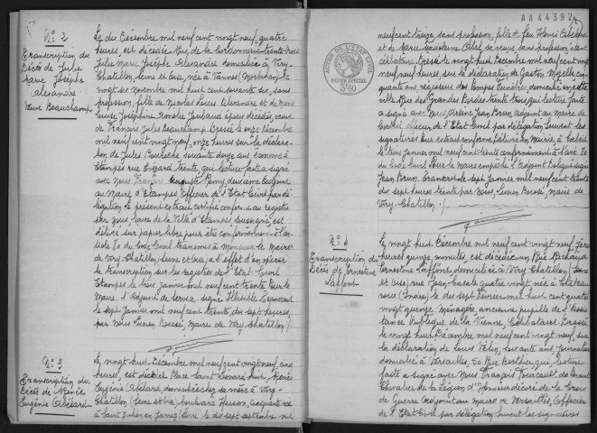 VIRY-CHATILLON. - Décès : registre d'état civil.