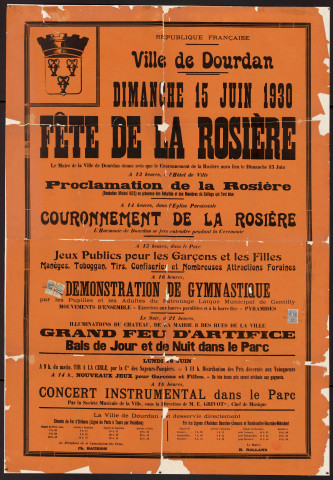 DOURDAN. - Fête de la Rosière, 15 juin 1930. 
