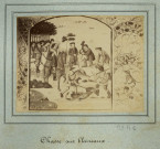 MARCOUSSIS.- La chasse aux blaireaux, 1876, N et B. Dim. 12 x 15,5 cm. [reproduction d'une enluminure]. 