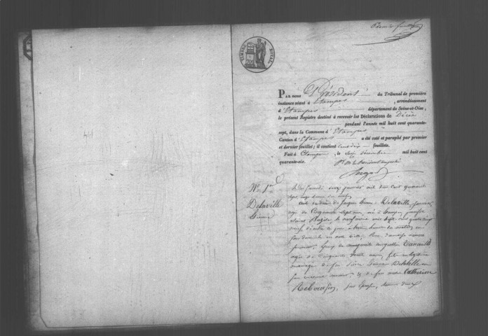 ETAMPES. Décès : registre d'état civil (1847). 