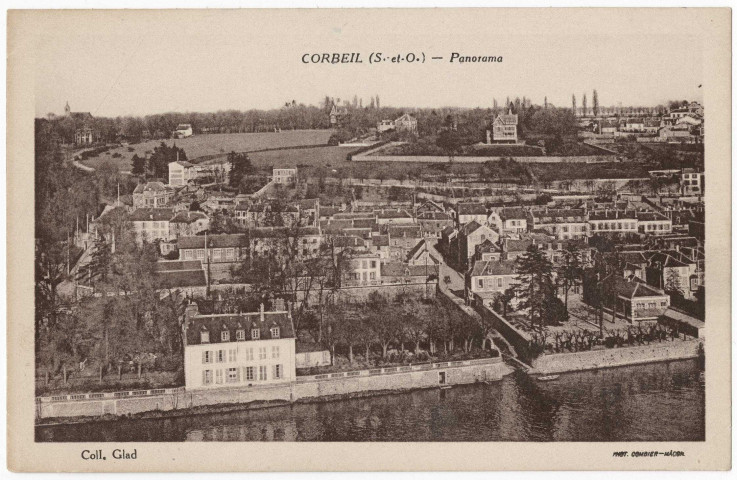 CORBEIL-ESSONNES. - Panorama, Combier, Glad, 1905, ad., sépia. 