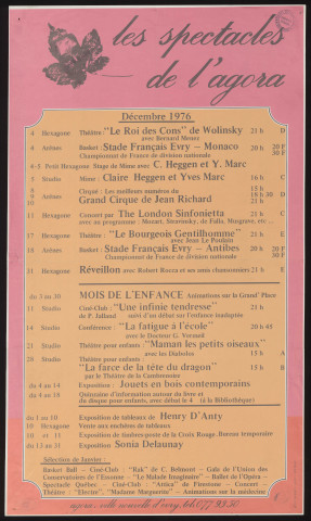 EVRY.- Les spectacles de l'Agora : programme culturel, décembre 1976. 