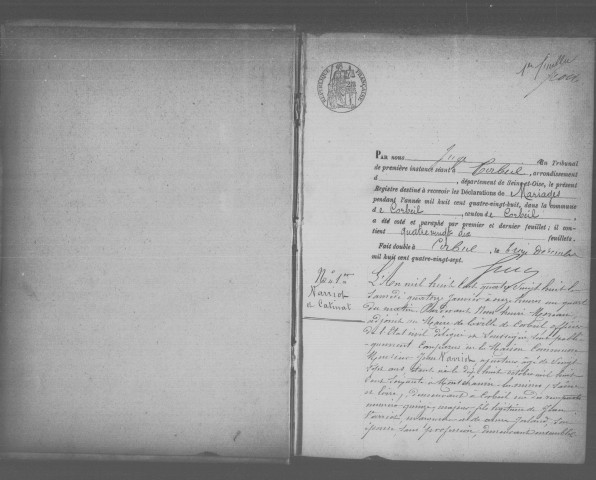 CORBEIL. Mariages : registre d'état civil (1888). 