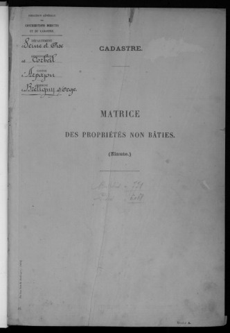 BRETIGNY-SUR-ORGE. - Matrice des propriétés non bâties : folios 1 à 488 [cadastre rénové en 1957]. 