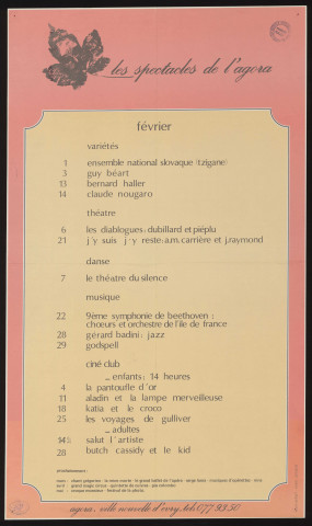 EVRY.- Les spectacles de l'Agora : programme culturel, [février 1976]. 