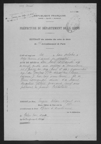 JUVISY-SUR-ORGE. - Décès : registre d'état civil. 