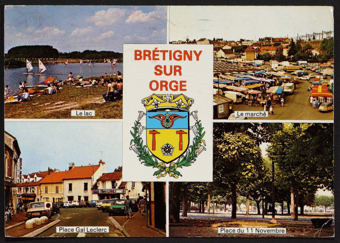 Brétigny-sur-Orge.- Le lac, le marché, la place du général Leclerc et du 11 novembre (21 décembre 1988). 