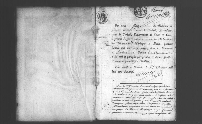 ECHARCON. Naissances, mariages, décès : registre d'état civil (1820-1836). 
