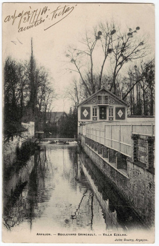 ARPAJON. - Boulevard Gringault. Villa Ezelha, Gouny, 1904, 2 mots, 5 c, ad. 