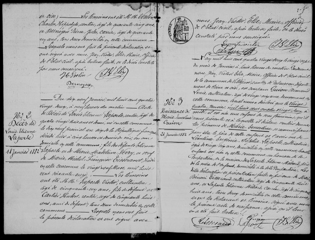 VILLEJUST. Naissances, mariages, décès : registre d'état civil (1882-1892). 