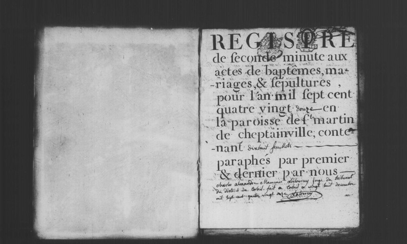 CHEPTAINVILLE. Naissances, mariages, décès : registre d'état civil (1792-an VI). [décès (an VI), voir début registre suivant]. 