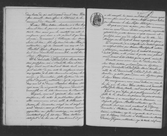 BOUVILLE. Naissances, mariages, décès : registre d'état civil (1861-1875). 
