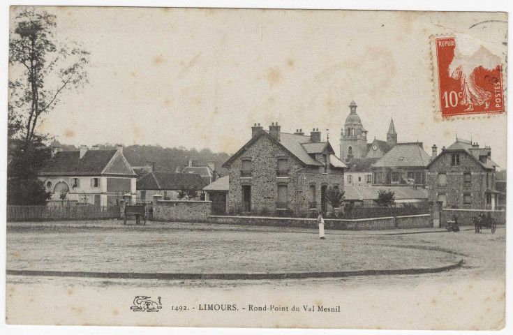 LIMOURS-EN-HUREPOIX. - Rond-point du Val-Mesnil. (1909), 4 mots, 10 c, ad. 