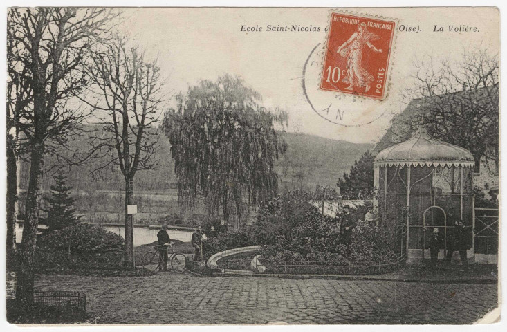 IGNY. - Etablissement Saint-Nicolas. Ecole d'horticulture, la volière (1912). 11 lignes, 10 c, ad. 