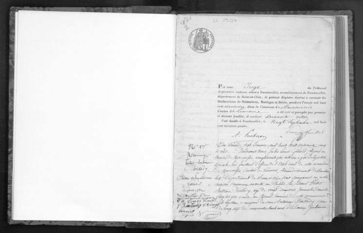 MARCOUSSIS. Naissances, mariages, décès : registre d'état civil (1865-1868). 