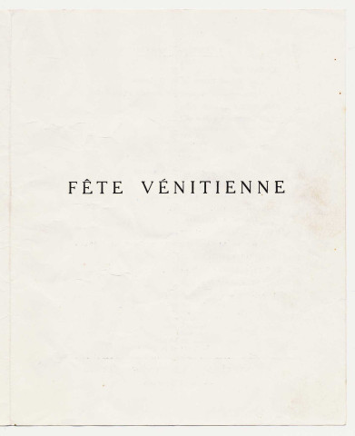 Fêtes vénitiennes : programme (1960).