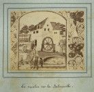 MARCOUSSIS.- Le Moulin de la Salmouille, 1876, N et B. Dim. 12 x 15 cm. [reproduction d'une enluminure]. 