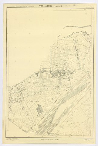 Plan de MASSY - VILLAINE dressé par M. CHOQUARD, géomètre, feuille 2, Ministère de la Reconstruction et de l'Urbanisme, 1945. Ech. 1/2.000. N et B. Dim. 1,00 x 0,67. 
